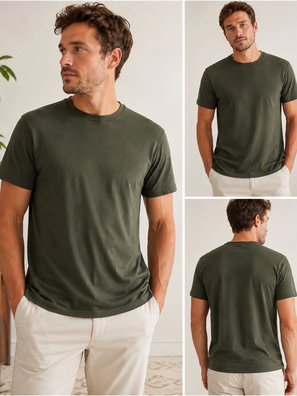 Robert Barakett Olive Green Premium Cotton Tee Shirt Size Large NWT